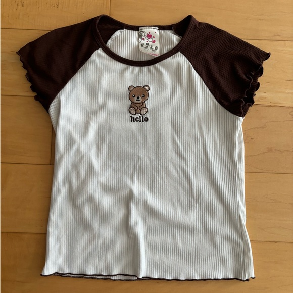 Jenna and Jessie Teddy Bear Ribbed Raglan Top (girls 14/L) - Picture 9 of 9